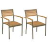 vidaXL Cadeiras de jardim empilh&aacute;veis 2 pcs madeira ac&aacute;cia maci&ccedil;a/a&ccedil;o