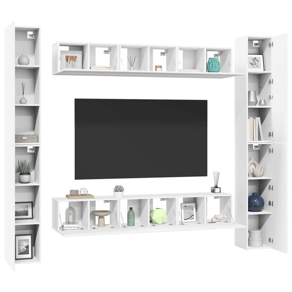 vidaXL 6 pcs conjunto de m&oacute;veis de TV derivados de madeira branco