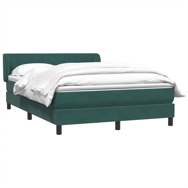 vidaXL Cama com molas/colch&atilde;o 140x220 cm veludo verde-escuro
