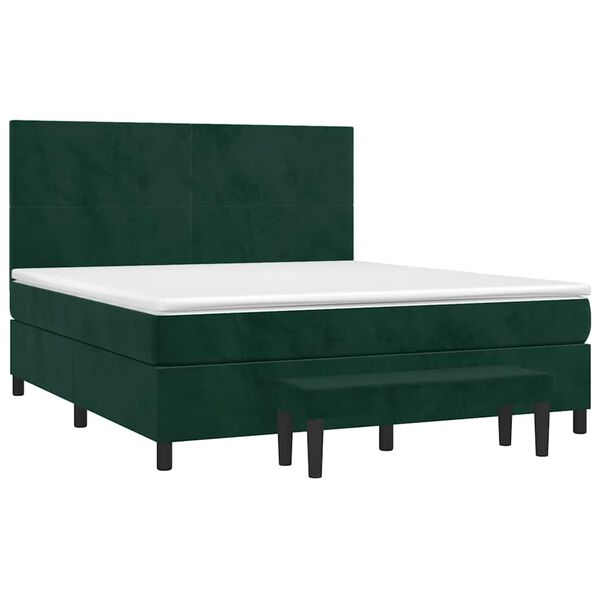 vidaXL Cama com molas/colch&atilde;o 180x200 cm veludo verde-escuro