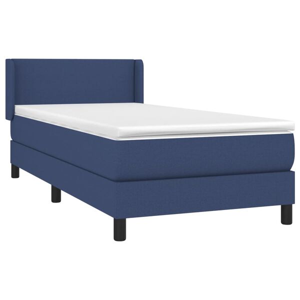 vidaXL Cama com molas/colch&atilde;o 90x200 cm tecido azul