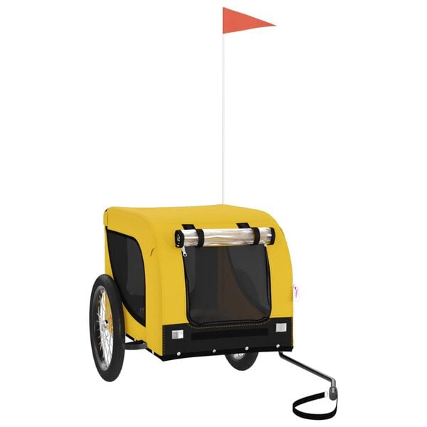 vidaXL Reboque bicicleta p/ animais tecido oxford/ferro amarelo/preto