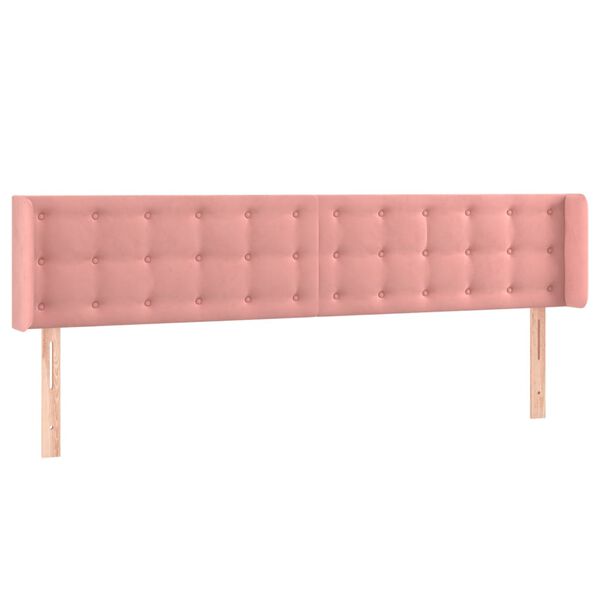 vidaXL Cabeceira de cama c/ abas veludo 203x16x78/88 cm rosa