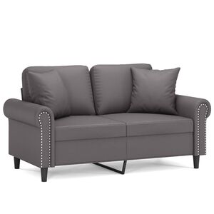 vidaXL Sof&aacute; 2 lugares + almofadas decorativas 120cm couro artif. cinza
