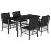 vidaXL 5 pcs conjunto de jantar p/ jardim c/ almofad&otilde;es vime PE preto