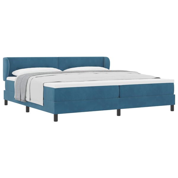 vidaXL Cama Box com colch&atilde;o Azul escuro 200 x 200 cm Veludo