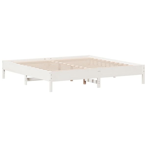 vidaXL Cama sem colch&atilde;o 200x200 cm madeira de pinho maci&ccedil;a branco