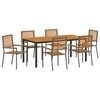 vidaXL Conjunto de Jantar para Jardim 7 pcs Cinza e Marrom vime PE