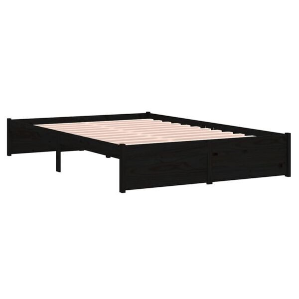 vidaXL Estrutura cama pequena casal 120x190 cm pinho maciço preto