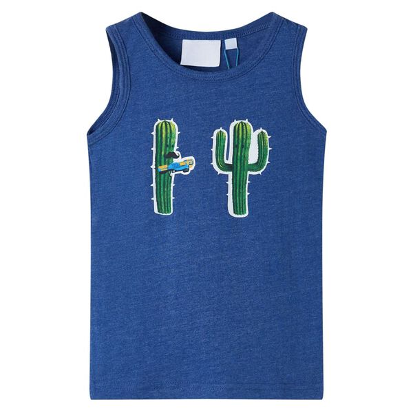 T-shirt de manga cava crian&ccedil;a azul-escuro mesclado 104