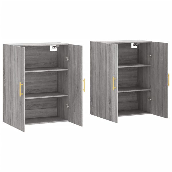 vidaXL Arm&aacute;rios de parede 2 pcs 69,5x34x90 cm cinzento sonoma