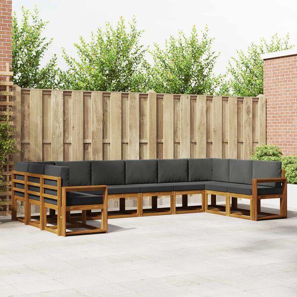 vidaXL Conjunto de Sof&aacute;s para Exterior 10 pcs Natural e Antracite