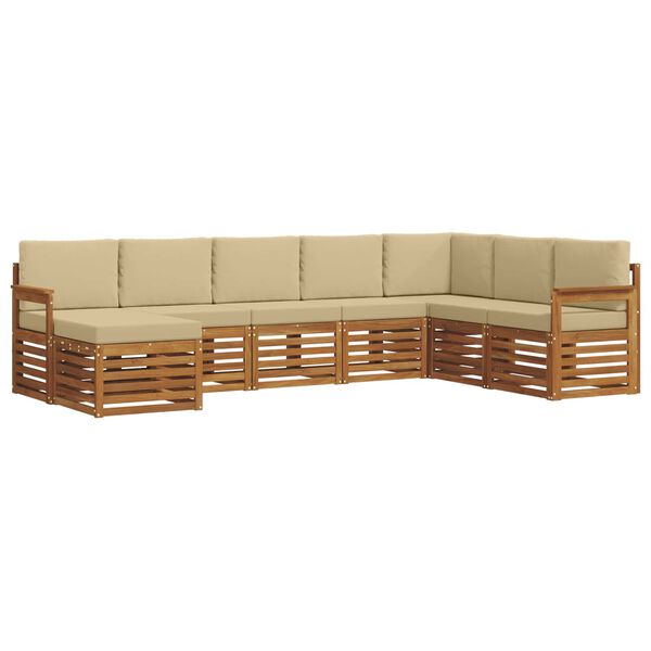 vidaXL Conjuntos de sof&aacute;s com almofada 8 pcs Natural e Bege