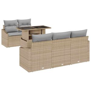 vidaXL Conjunto de Sof&aacute; de Jardim 6 unid. Bege e Cinza Claro vime PE