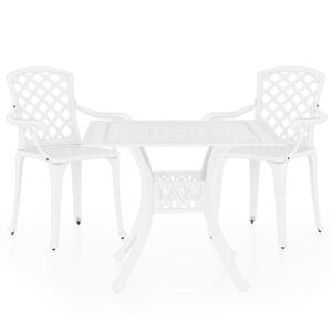 vidaXL 3 pcs conjunto bistr&ocirc; alum&iacute;nio fundido branco