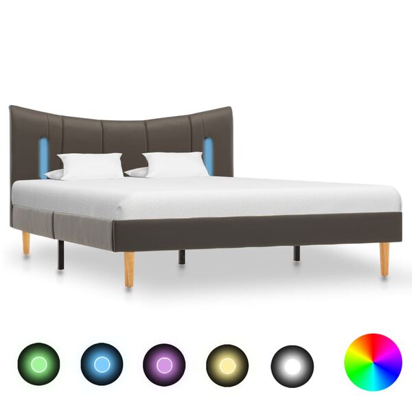 vidaXL Estrutura de cama c/ LED 120x200 cm couro artificial antracite