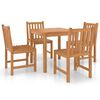 vidaXL Conjunto de jantar de jardim de 5 pe&ccedil;as 80x80 cm madeira de teca maci&ccedil;a