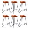 vidaXL Cadeiras de bar 6 pcs couro genu&iacute;no castanho