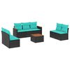vidaXL Conjunto de sof&aacute; de jardim com 8 pe&ccedil;as e almofadas em rattan sint&eacute;tico preto