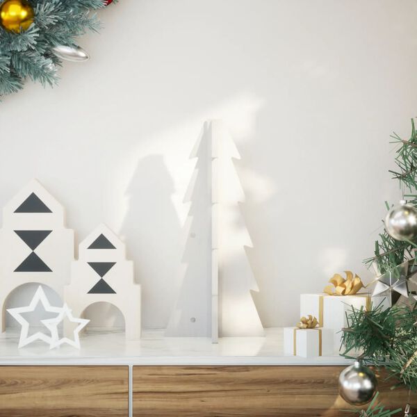 vidaXL &Aacute;rvore de Natal decorativa 49 cm madeira de pinho maci&ccedil;a branco