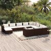 vidaXL 11 pcs conjunto lounge jardim c/ almofad&otilde;es vime PE castanho