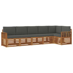 vidaXL Conjunto de Sof&aacute;s para Exterior 6 unid. Natural e Antracite