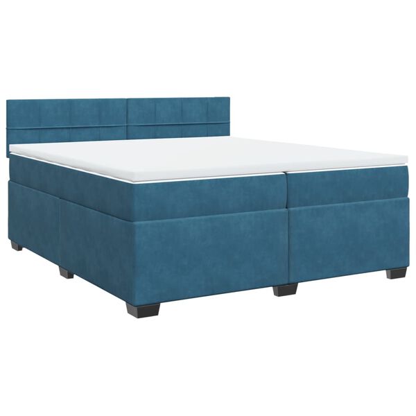 vidaXL Cama com molas/colch&atilde;o 200x200 cm veludo azul
