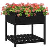 vidaXL Vaso/floreira com prateleira 82,5x82,5x81 cm pinho maciço preto