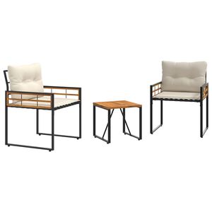 vidaXL Conjunto de M&oacute;veis para Exterior 3 unid. Creme