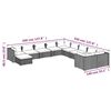 vidaXL 11 pcs conjunto lounge de jardim c/ almofad&otilde;es vime PE preto