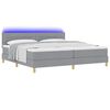 vidaXL Cama Box Spring LED com led Cinzento-claro 200 x 200 cm tecido