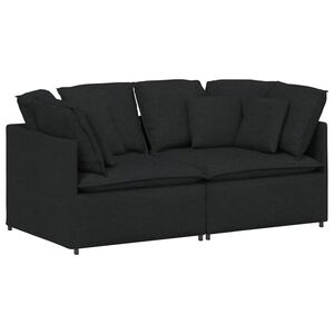 vidaXL Sof&aacute; modular com almofadas tecido preto