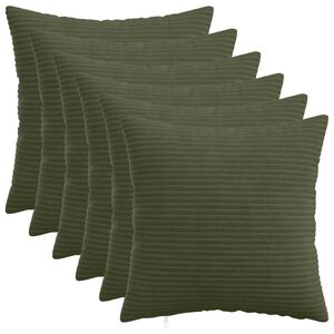 vidaXL Capa almofada 6 unid. HEERLEN Verde 30 x 30 cm cord&atilde;o