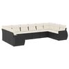 vidaXL 10 pcs conjunto sof&aacute;s de jardim c/ almofad&otilde;es vime PE preto