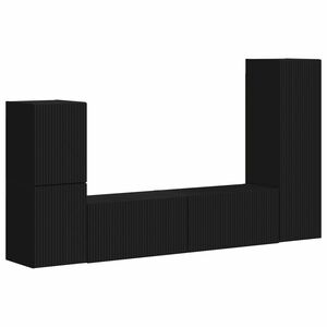 vidaXL Conjunto de m&oacute;vel de TV 4 pcs Preto Madeira processada