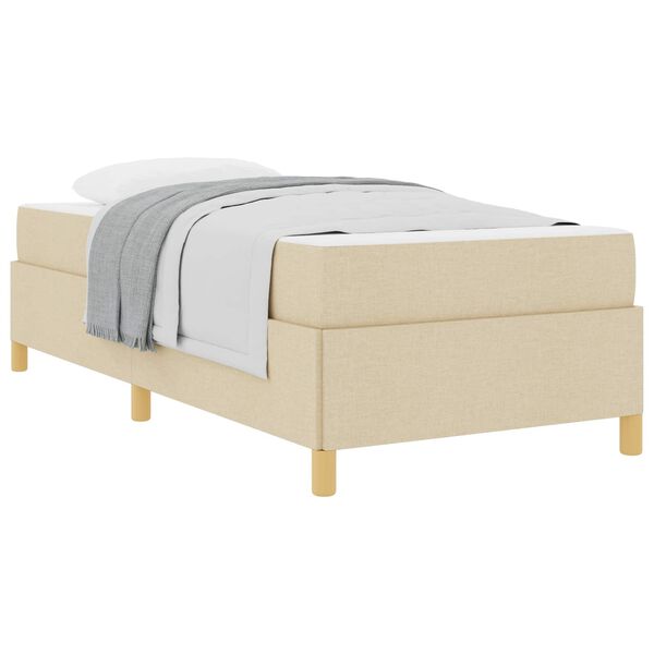 vidaXL Estrutura da Cama com colch&atilde;o Creme 90 x 200 cm tecido