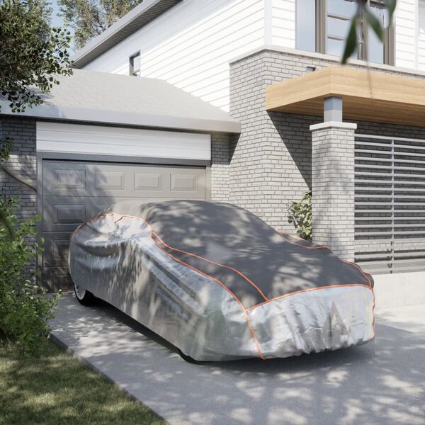 vidaXL Cobertura carro p/ Sedan prote&ccedil;&atilde;o de granizo M cinza/prateado