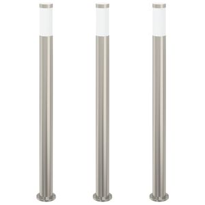 vidaXL Lumin&aacute;rias de balizador, 3 pe&ccedil;as, 110 cm, a&ccedil;o inoxid&aacute;vel, IP44