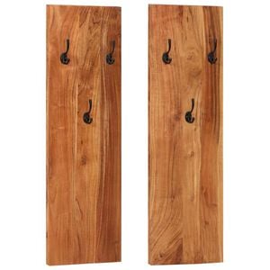 vidaXL Bengaleiros parede 2 pcs 36x3x110 cm madeira de ac&aacute;cia maci&ccedil;a