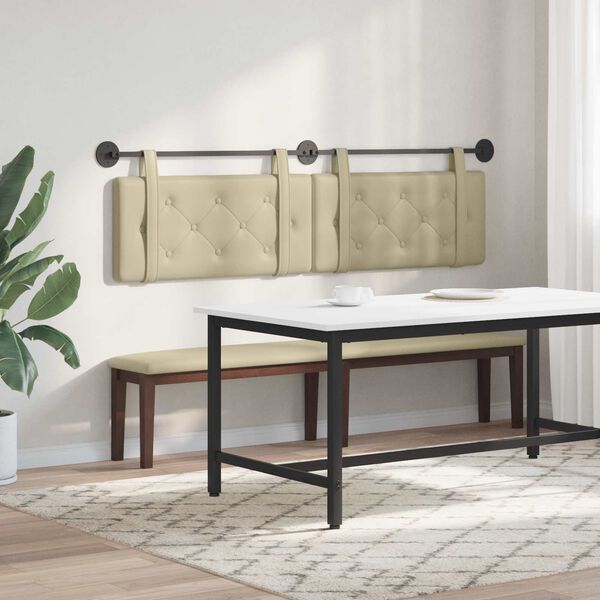 vidaXL Cabeceira Suspensa Creme 170 x 55 x 5 cm Couro Sint&eacute;tico