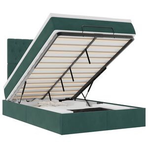vidaXL Estrutura de cama otomana com colch&otilde;es verde escuro Veludo