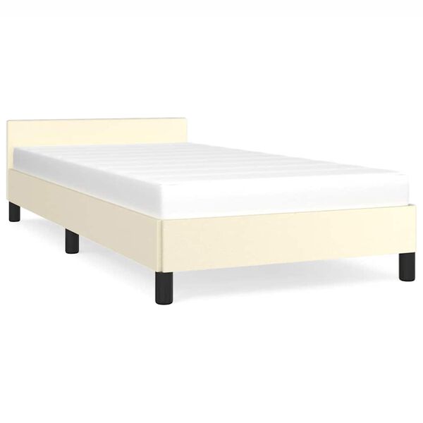 vidaXL Estrutura cama c/ cabeceira sem colch&atilde;o 90x190 cm creme