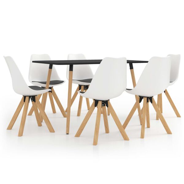 vidaXL 7 pcs conjunto de jantar branco e preto