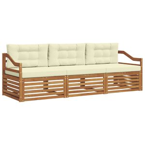 vidaXL Conjunto de Sof&aacute;s para Exterior 3 pcs Natural e Creme