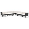 vidaXL 9 pcs conjunto lounge de jardim c/ almofad&otilde;es vime PE preto
