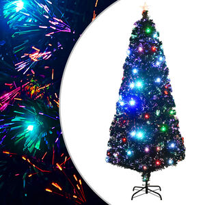 vidaXL &Aacute;rvore de Natal pr&eacute;-iluminada c/ suporte e LED 210 cm fibra &oacute;tica
