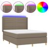 vidaXL Cama box spring colch&atilde;o/LED 140x190cm tecido cinza-acastanhado