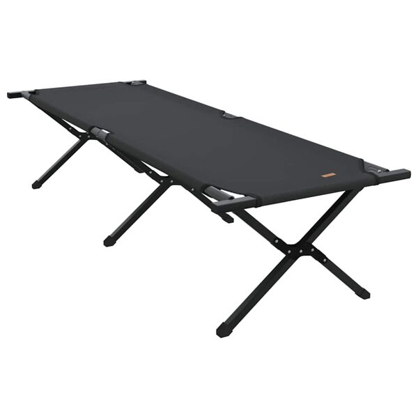 vidaXL Cama de Camping Dobrável Manual Preto Tecido Oxford