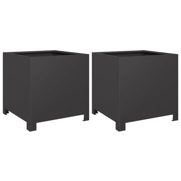 vidaXL Vaso/floreira de jardim 2 pcs 40x40x40 cm a&ccedil;o preto