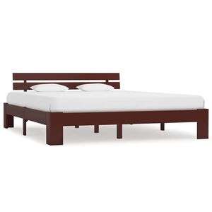 vidaXL Estrutura de cama 160x200 cm pinho maci&ccedil;o castanho-escuro